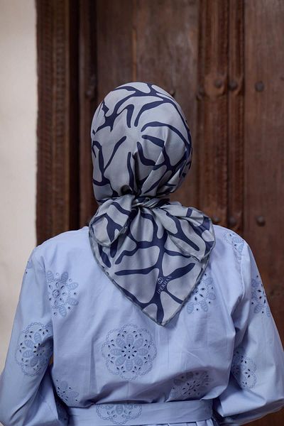 İpekhan Marrakech Συλλεκτικό Μαλακό Κασκόλ Γκρι Navy Blue 1196-06