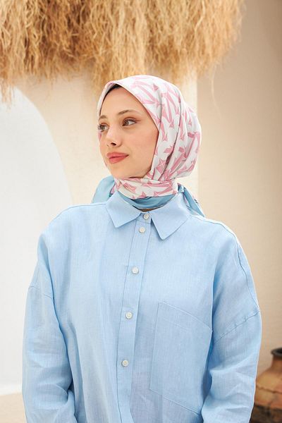 İpekhan Eva Pattern Scarf Powder Pink 1132-01