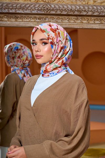 İpekhan Marrakech Συλλεκτικό Μαλακό Κασκόλ Καφέ Ροζ 1200-09