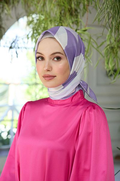 İpekhan Μαλακό κασκόλ Lilac White Summer Sparkle Collection - 1186-12