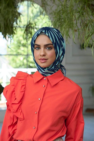 İpekhan Μαλακό κασκόλ Summer Sparkle Collection - Water Green Petrol Blue 1184-09