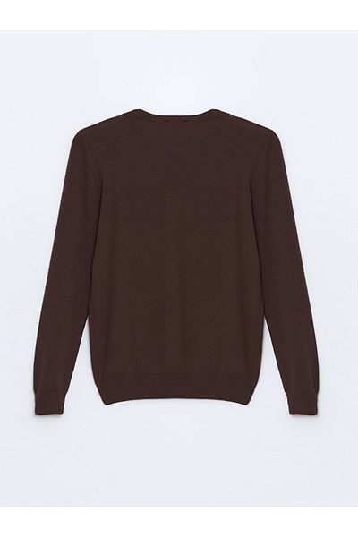 LC Waikiki Lcwaikiki Classic Brown Crew Neck Long Sleeve Men's Knitwear Sweater