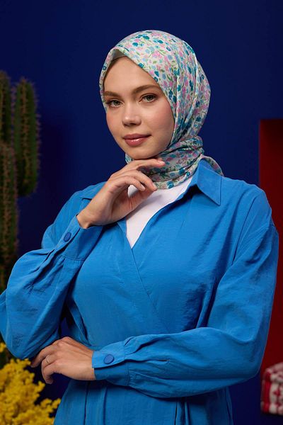 İpekhan Eșarfă moale de colecție Marrakech roz deschis turcoaz 1193-04