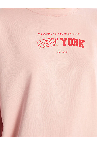 LC Waikiki Lcw Crew Neck Printed Oversize Women's Sweatshirt Tunic