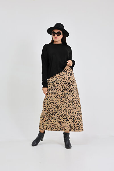 ALCHON Sa leopard dezenom Džemper dugih rukava sa okruglim izrezom i jacquard...