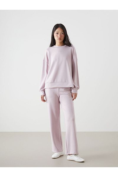 LC Waikiki Hanorac oversize pentru femei LCW Vision Lilac Crew Deck