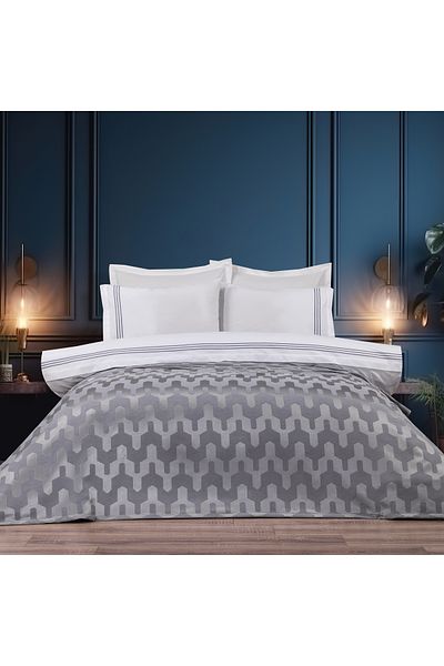 Schafer Scala Chenille Double Bed Set - 7 Pieces, Gray