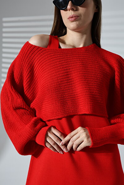 ALCHON Thessaloniki Braided Boat Neck Sweater and Loose Ankle Length Dress - Double Knitwear Set