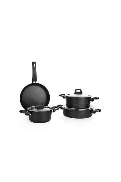 Schafer 7 Piece Black Cookware Set - Black Stone