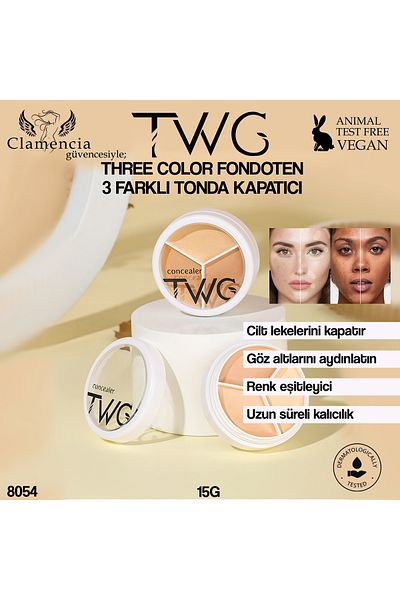 twg Three Color Foundation Concealer with 3 Different Shades