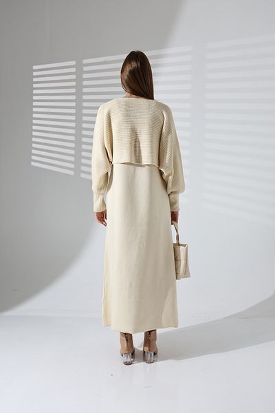 ALCHON Thessaloniki Braided Boat Neck Sweater and Loose Ankle Length Dress - Double Knitwear Set