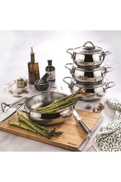 Schafer Cookhaus Steel Cookware Set 8 Pieces-Inox
