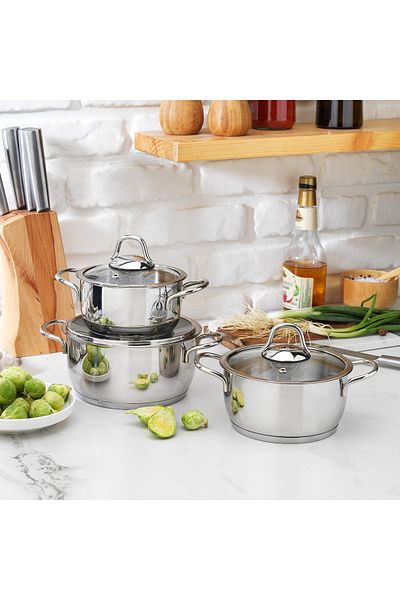 Schafer Eva Steel Pot Set-6 Pieces-Inox
