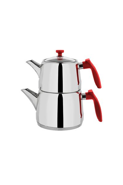Schafer Rot Medium Size Steel Teapot Set 3 Pieces-Red