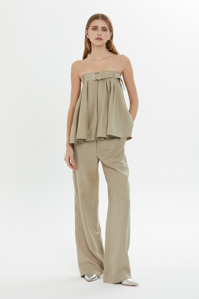 GİZİA Straplez Bustiyerli ve Pantolonlu Taş Takım