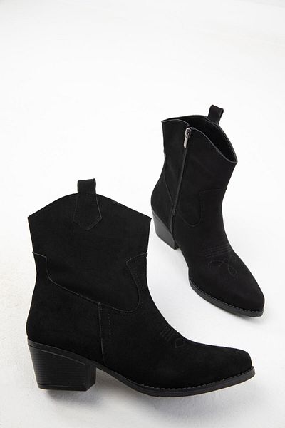 SOHO Μαύρα σουέντ γυναικείες μπότες - 2016 Model Bootie