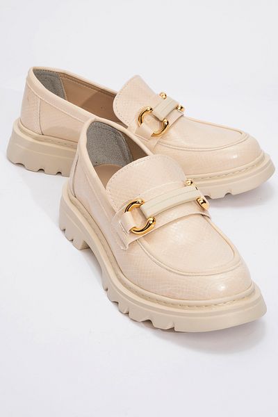 LuviShoes Dámské mokasíny FRAS béžové vzorované