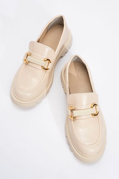 LuviShoes Dámské mokasíny FRAS béžové vzorované
