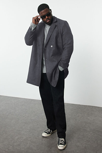 Trendyol Collection Men's Stamp Large Size Anthracite Winter Regular Fit - Tmnaw25Kb00008