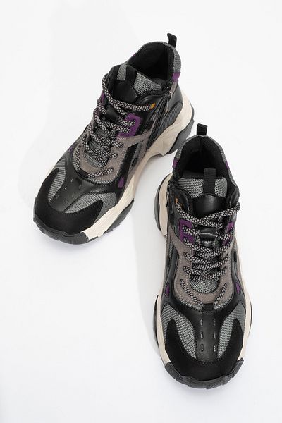 LuviShoes Γυναικείες αθλητικές μπότες LOWEL Μαύρο-Μωβ