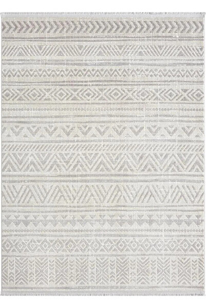 Karmen Halı Lotus 8575 Gri Halı iskandinav Desenli Modern İnce Akrilik Tozuaz...