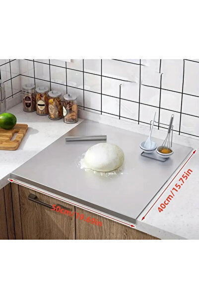 Stainless Art Çok Yönlü Paslanmaz Çelik Tek Taraf Bükümlü Kesme Tahtası 1 Ade...