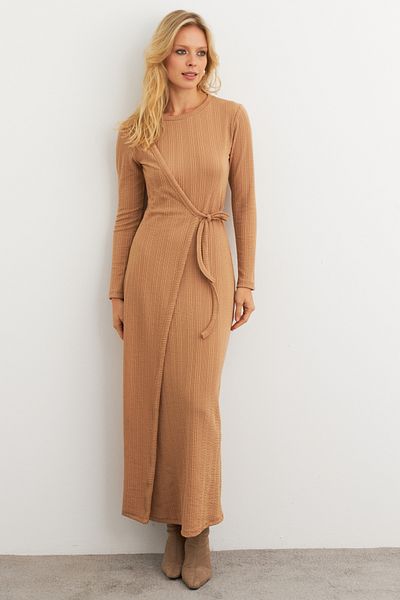 Cool & Modest Γυναικείο φόρεμα Camel Double Breasted Maxi - MTF31