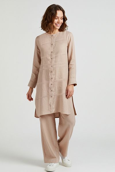 Trendyol Modest بدلة علوية منسوجة بأزرار على شكل كتان المنك TCTSS25US00003