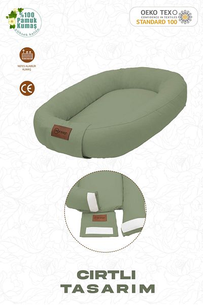 mordesign 0-3 Months Babynest Orthopedic Baby Bed, Mother's Side Baby Bed, Ergonomic Design, Small Deluxe Series