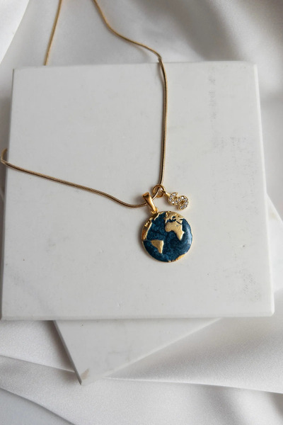 Karflake İnce Zarif Çelik Zincir ile Mineli Dünya Zirkon Taş İşlemeli Harfli Kadın Kolye