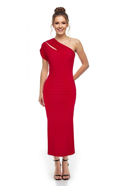 Trendyol Collection Red Bodysuit Cut Out/Window Detail Knitted Midi Stylish Dress Tprss25El00064
