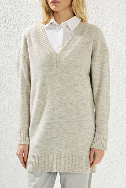 Edit by Trendyol Πλεκτό πουλόβερ σε μπεζ λαιμόκοψη - TEDAW25AK00018