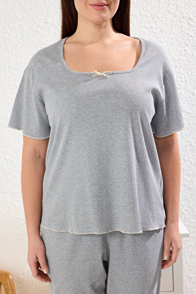 Trendyol Curve Сірий піжамний комплект Orme Корсет з квадратною горловиною TBBAW25AI00048