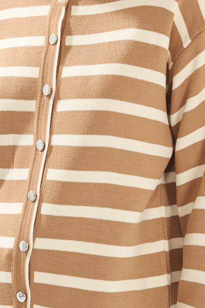 Trendyol Modest Camel Knitwear Gestreifter Cardigan TCTAW25TH00001