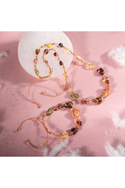 OSMANLI DOĞAL TAŞ Lion Zodiac Necklace Bracelet Set Burgundy Garnet Garnet, Sun Stone, Jasper, Tiger Eye, Amber, Colorful