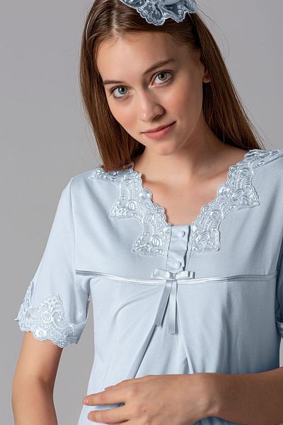 ByLohusa Set de pijamale de maternitate Effortt Blue Lace