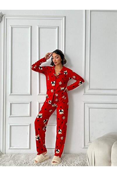 prova Suede Buttoned Teddy Bear Pajama Set Misspt56608