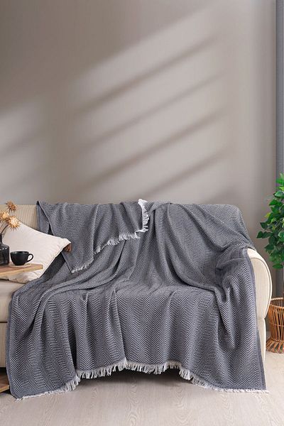 Terry Home Carden Anthracite Double Cotton Pique Bedspread - 200X230 cm
