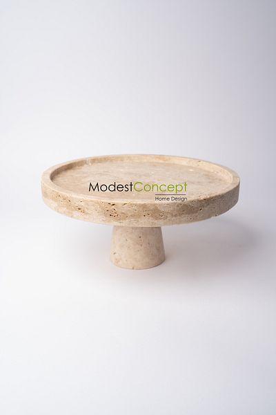 Modestmar حامل كعك من الرخام الطبيعي من الترافرتين - عرض الكيك - تقديم كعك من الرخام