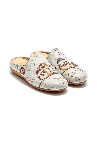 Twigy Papuci de casă pentru femei Grey Owls - Mărimea 36/41