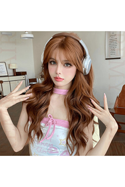 REMY HAİR Bakır Uzun Dalgalı Tül Peruk