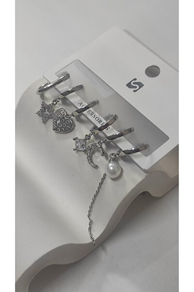 Bijutek Bijuteri Gold ve Gümüş Taşlı Çoklu Metal Kadın Küpe Jewelry