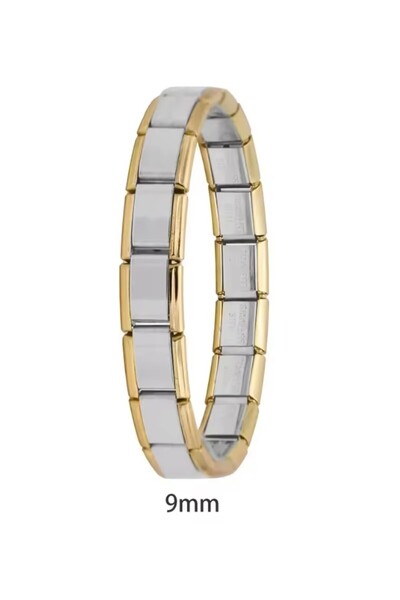 SiestaAccessories Çift Renkli Dışı Gold İçi Gümüş 9mm Paslanmaz Çelik İtalyan...