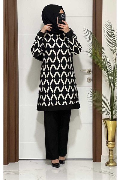 modasura 2111 k 00 BLACK tunic pants suit new season plus size