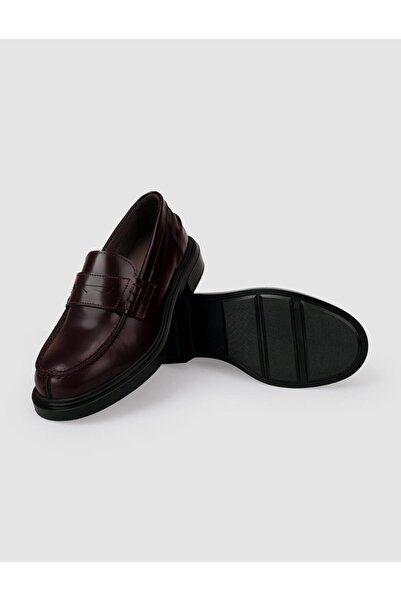 Cabani %100 Hakiki Deri Bordo Açma Kadın Loafer Ayakkabı