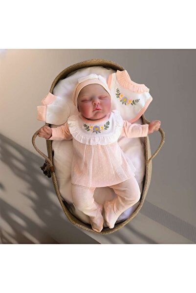 minicayzen Tulle Flower Embroidered 100% Cotton Newborn 5-Piece Hospital Outf...