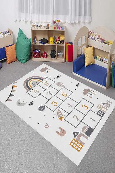 YTR HOME Dijital Baskı Yıkanabilir Kaymaz Taban Dekoratif Leke Tutmaz Kolay T...
