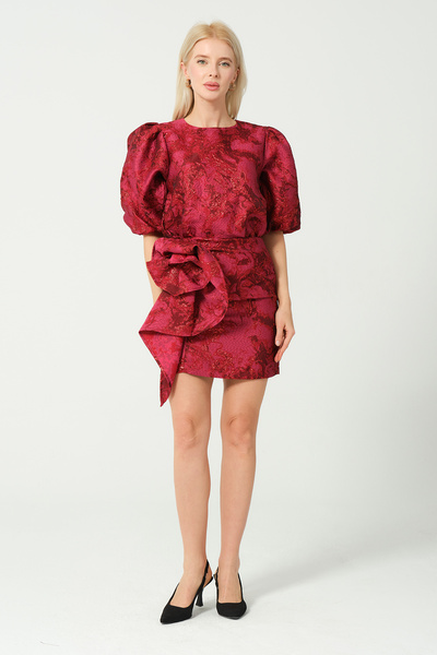 eva clothing Kadın Balon Kol Jakarlı Bluz 1234762eva-1