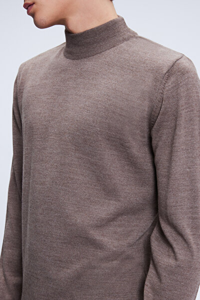 Hatemoğlu Vizon Regular Fit Прямий напіврибальський комір Вовняний трикотажний светр