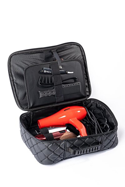 ZUU BAGS Kuaför Berber Kapitone Deri Malzeme Çantası Siyah